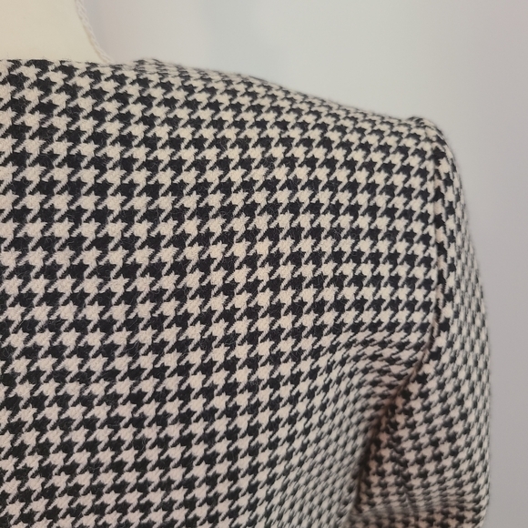 Valerie Stevens White and Black Houndstooth Print Blazer Size 6P Career Wear - Picture 7 of 11